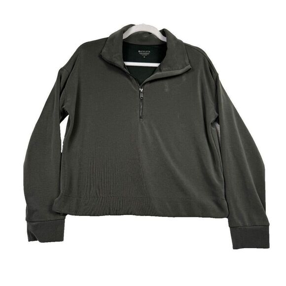 Athleta Seasoft Quarter Zip‎ Aspen Olive Size Medium - Picture 1 of 9
